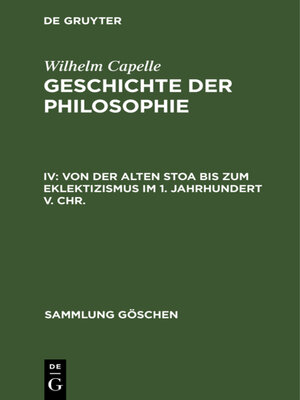 cover image of Von der Alten Stoa bis zum Eklektizismus im 1. Jahrhundert v. Chr.